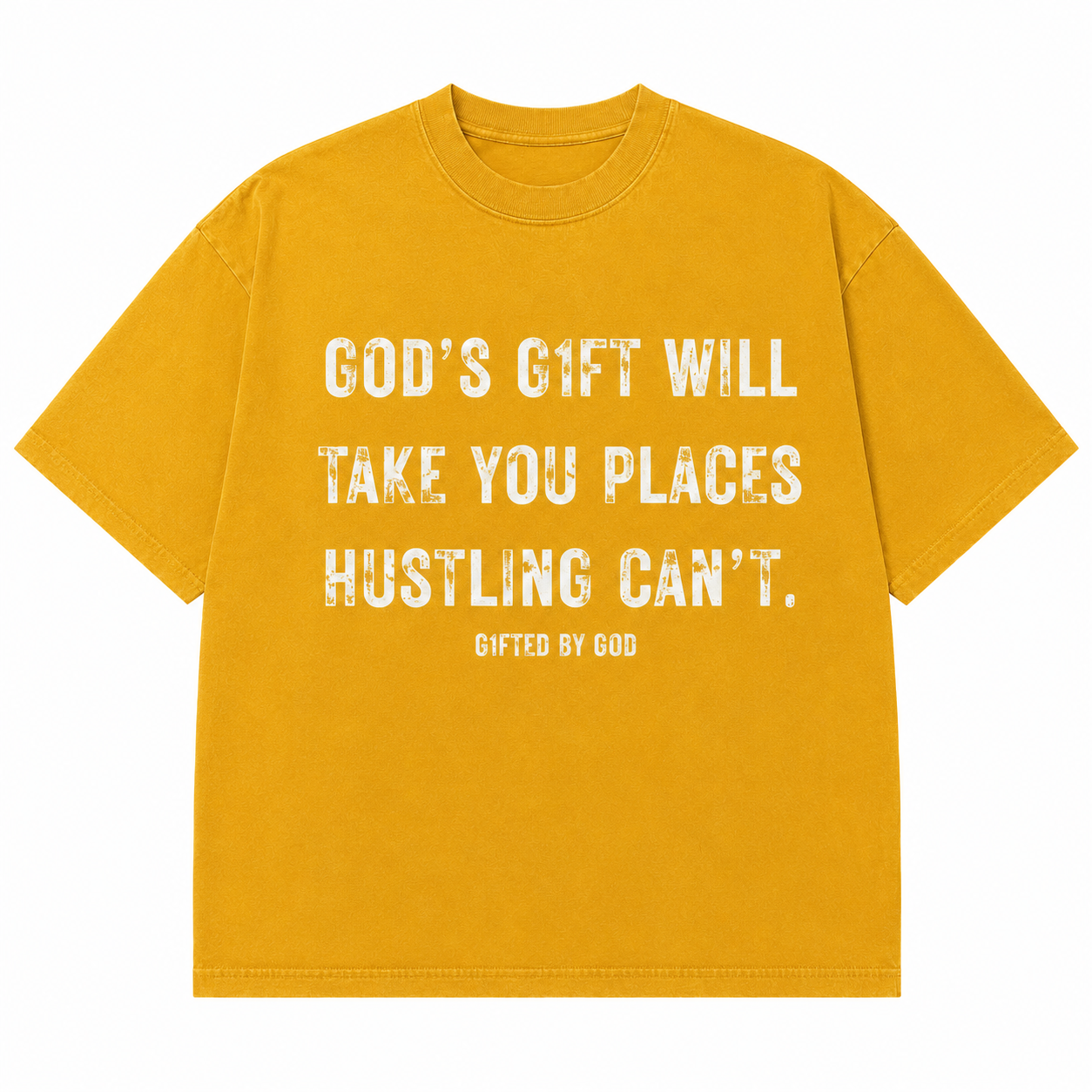 "Hustling Can't" Drop Shoulder Tee (Mustard)