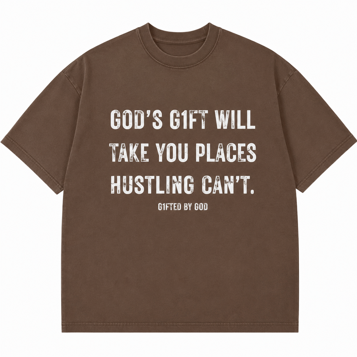 "Hustling Can't" Drop Shoulder Tee (Mocha)