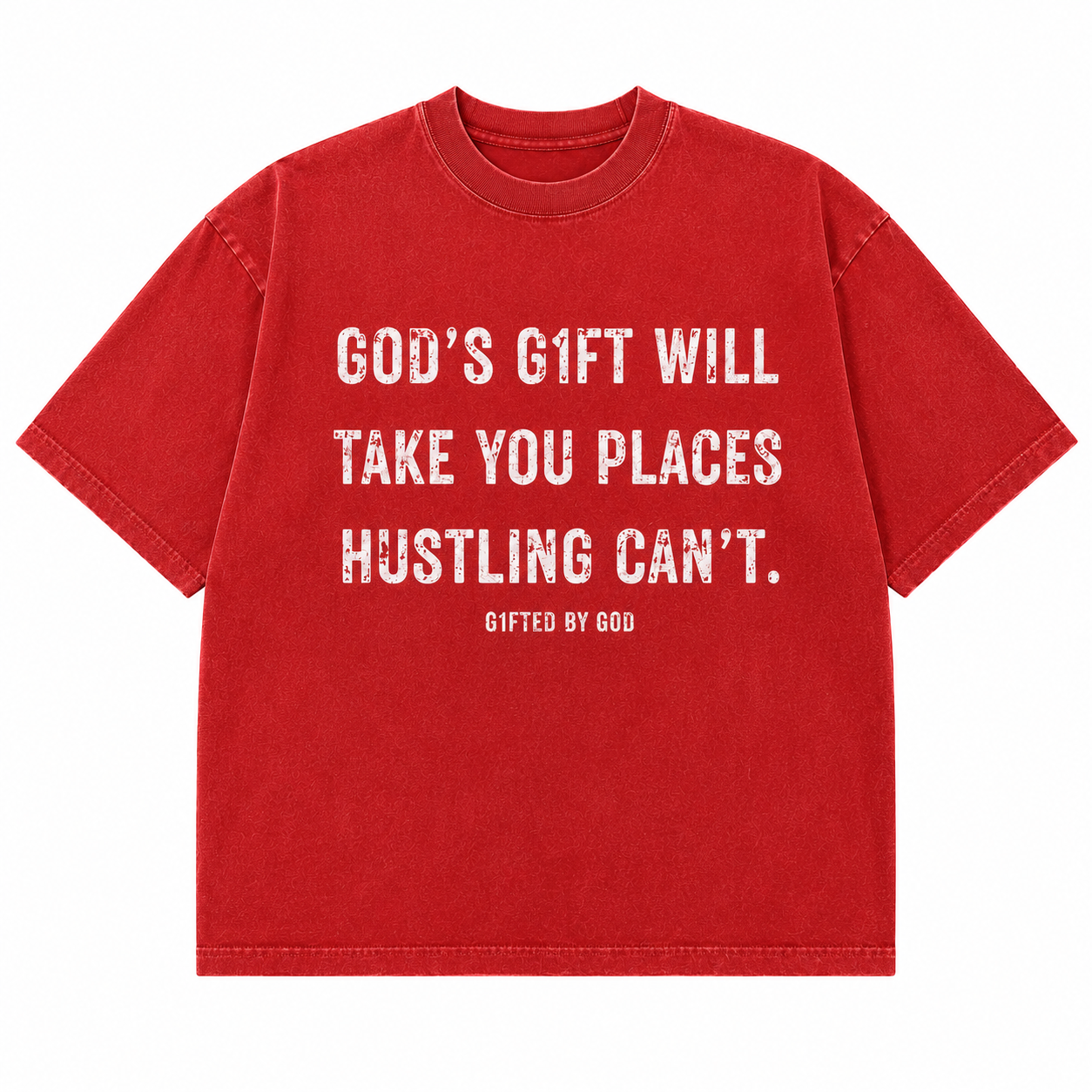 "Hustling Can't" Drop Shoulder Tee (Cherry)